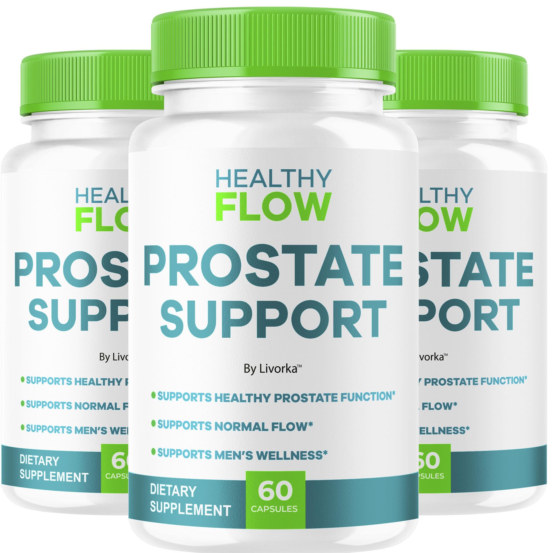 LIVORKA Healthy Flow Prostate Support bottle front view for daily wellness balance.