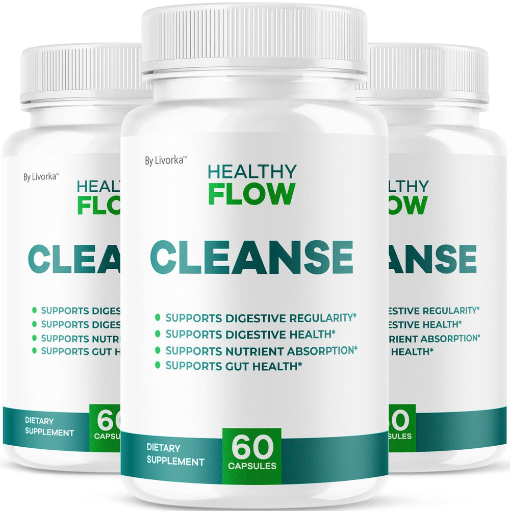 LIVORKA HealthyFlow Cleanse bottle front for daily digestive support.