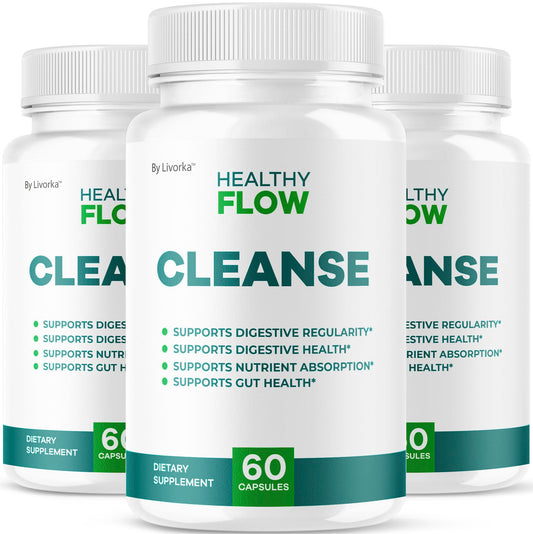 LIVORKA HealthyFlow Cleanse bottle front for daily digestive support.