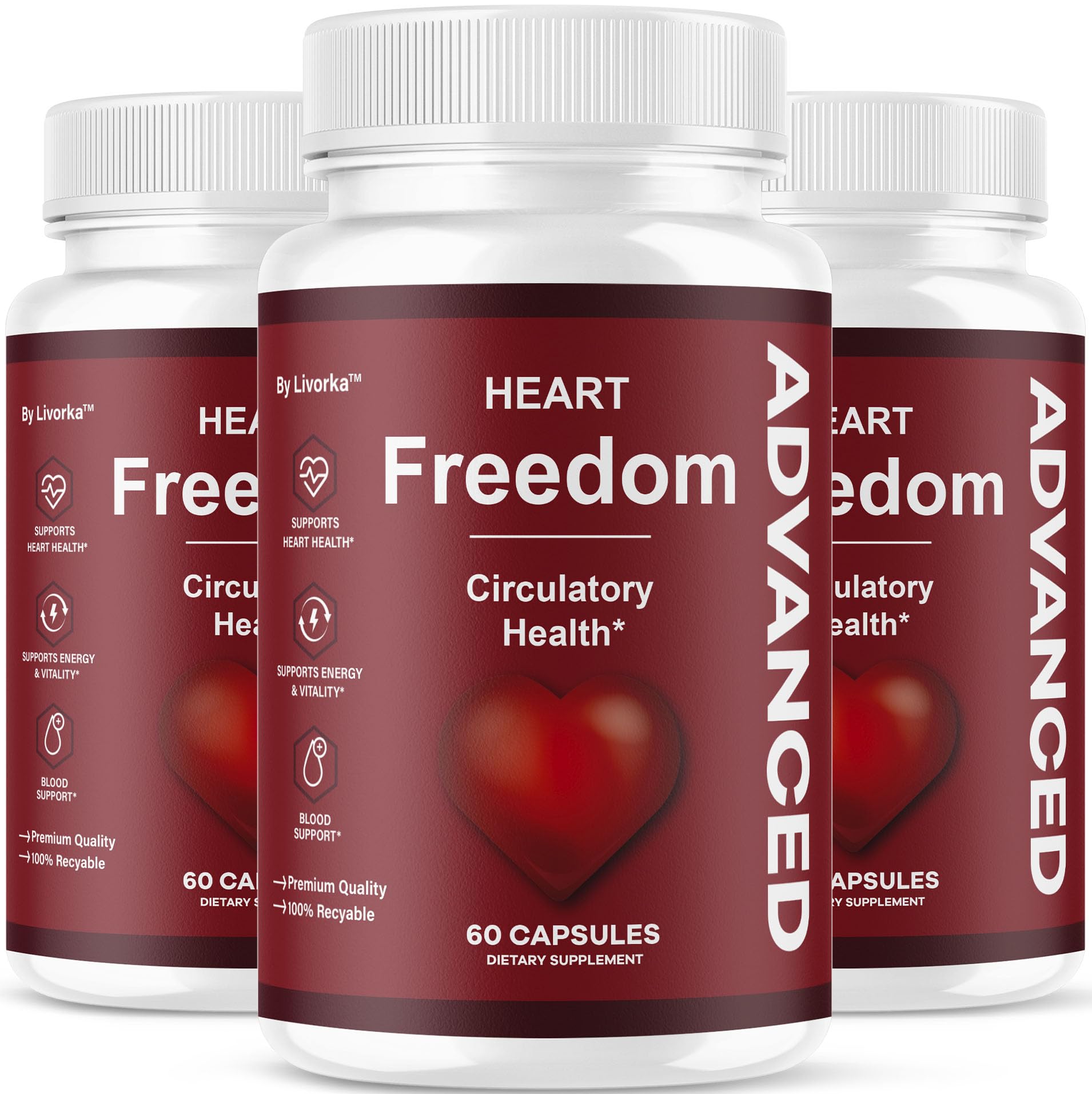 LIVORKA Heart Freedom bottle front showcases premium packaging for daily wellness routine.