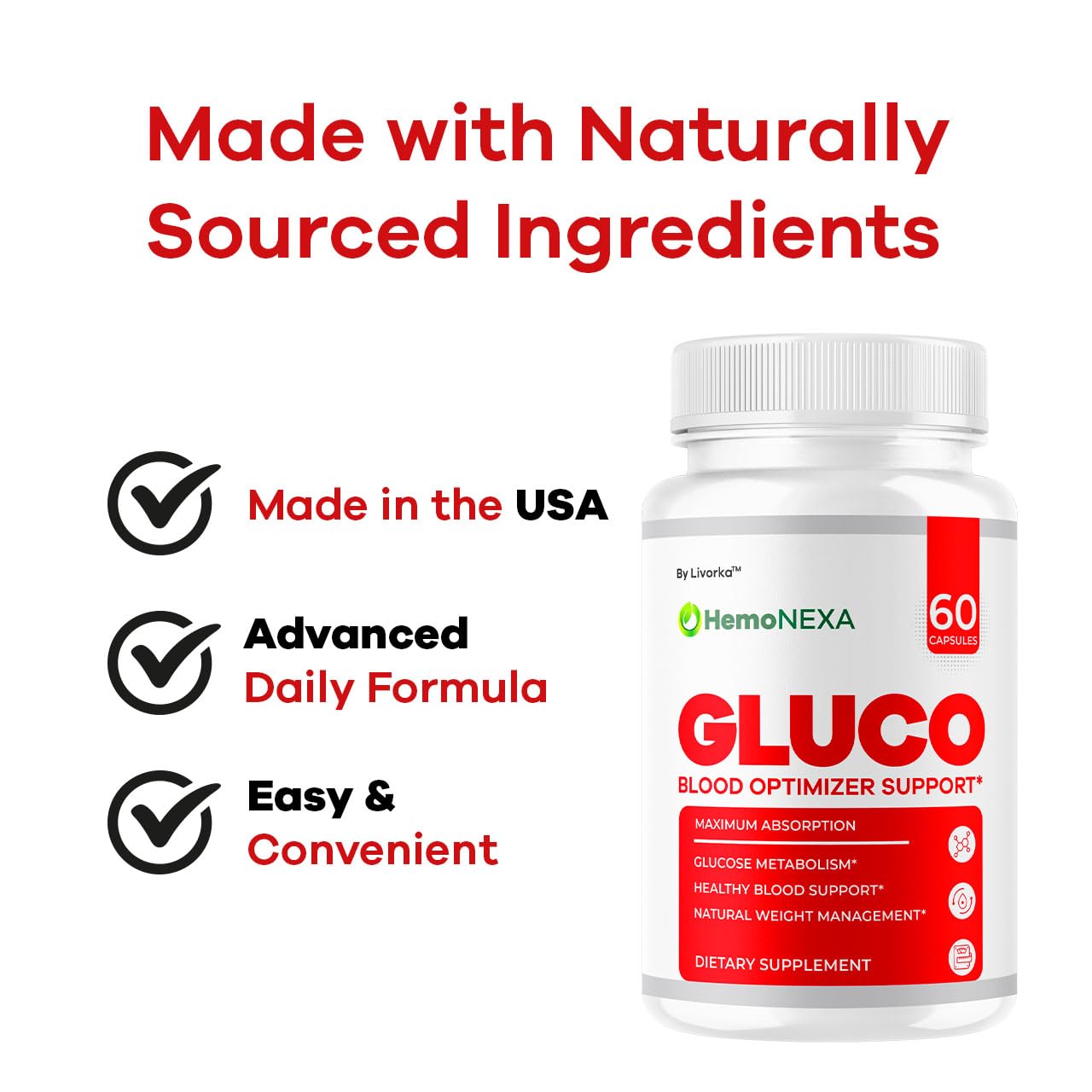 LIVORKA HemoNexa packaging-usa-made signals GMP-certified production.