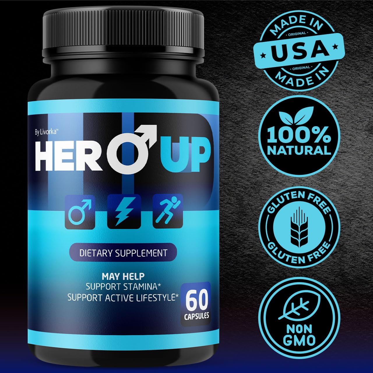 LIVORKA Hero Up GMP badge image conveys manufacturing safety and quality.