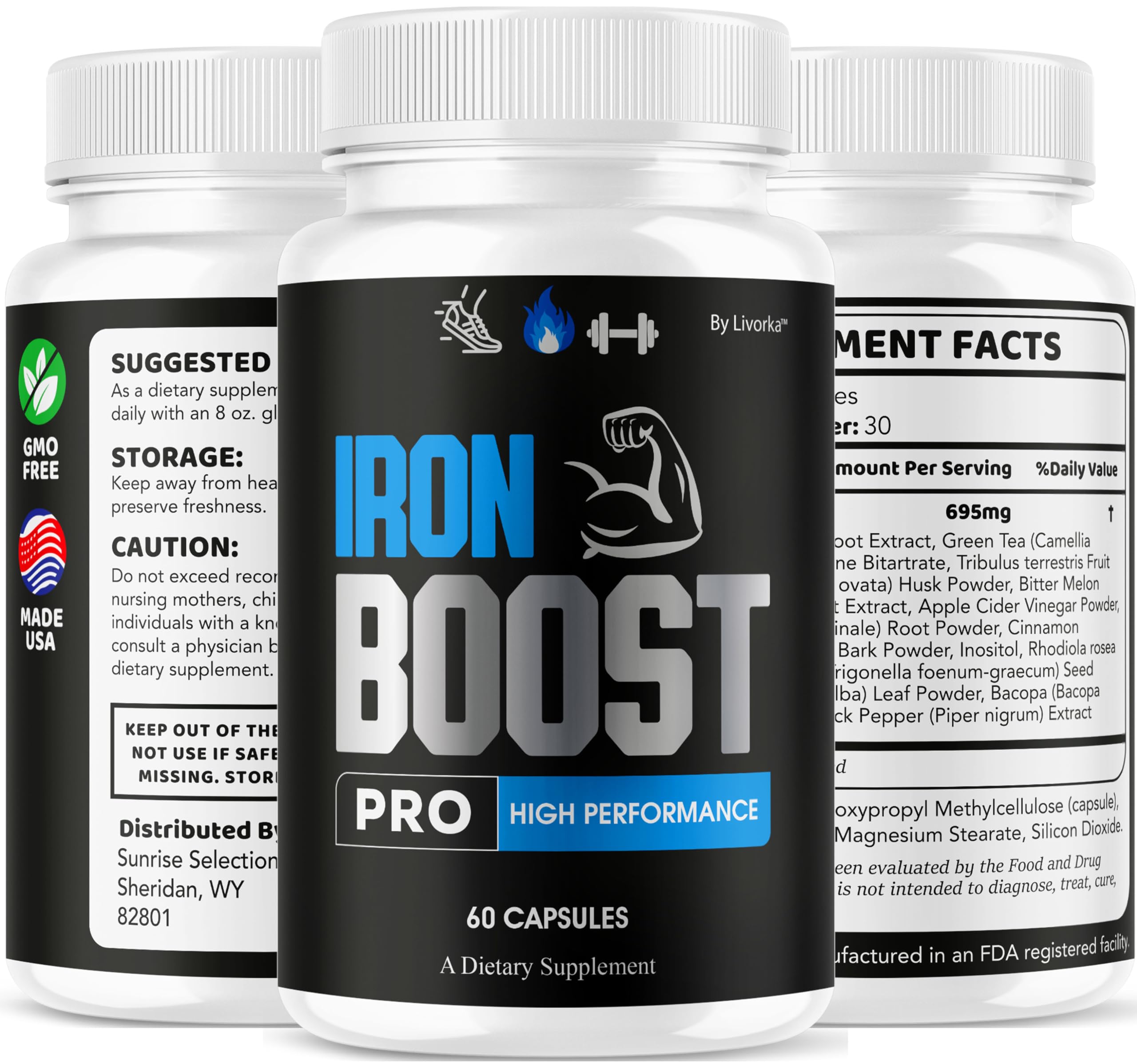 LIVORKA Iron Boost Pro label close-up showing clean formula