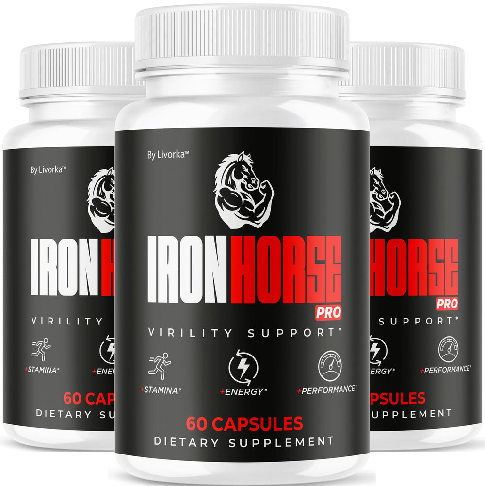 LIVORKA Iron Horse Pro bottle on white, highlighting maximum strength for daily wellness.