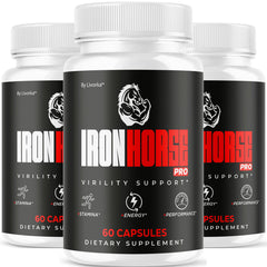 LIVORKA Iron Horse Pro bottle on white, highlighting maximum strength for daily wellness.
