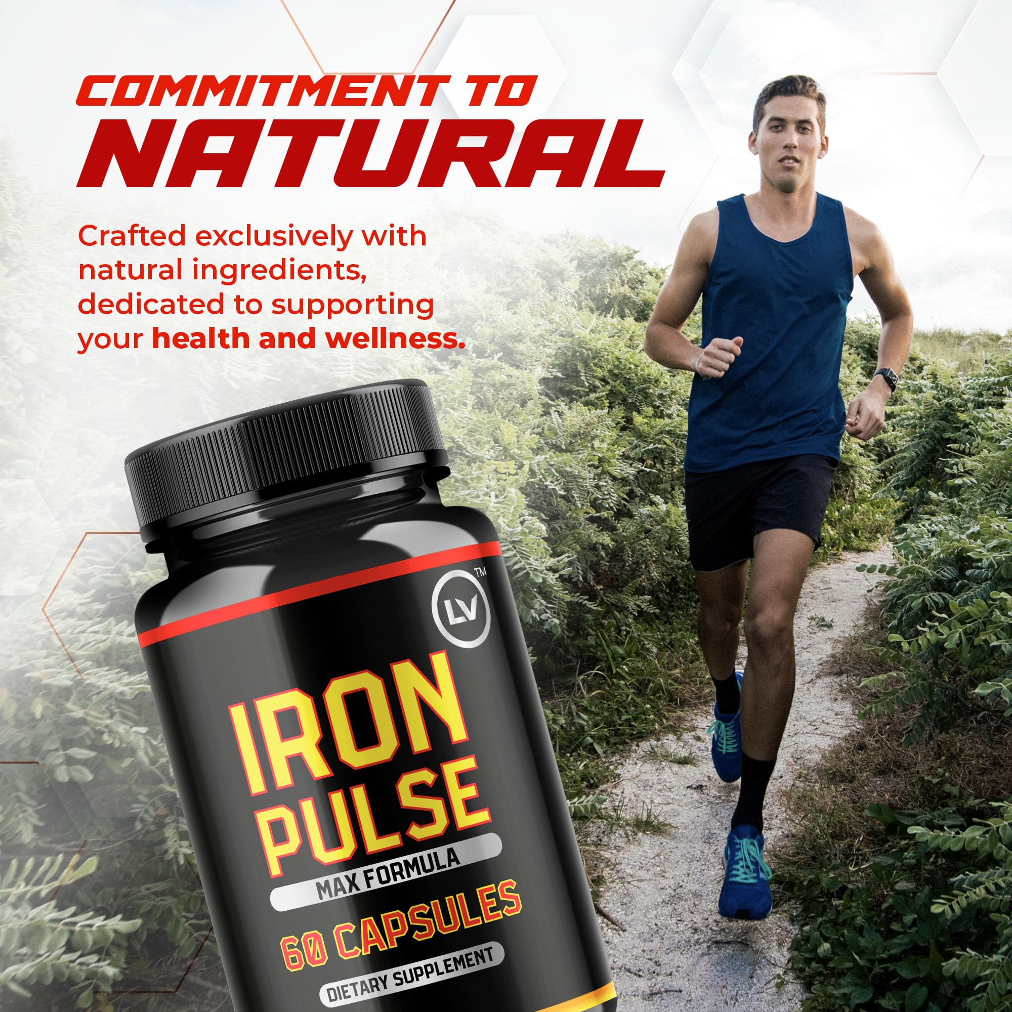 LIVORKA IronPulse capsules close-up showing smooth tablets for easy swallowing