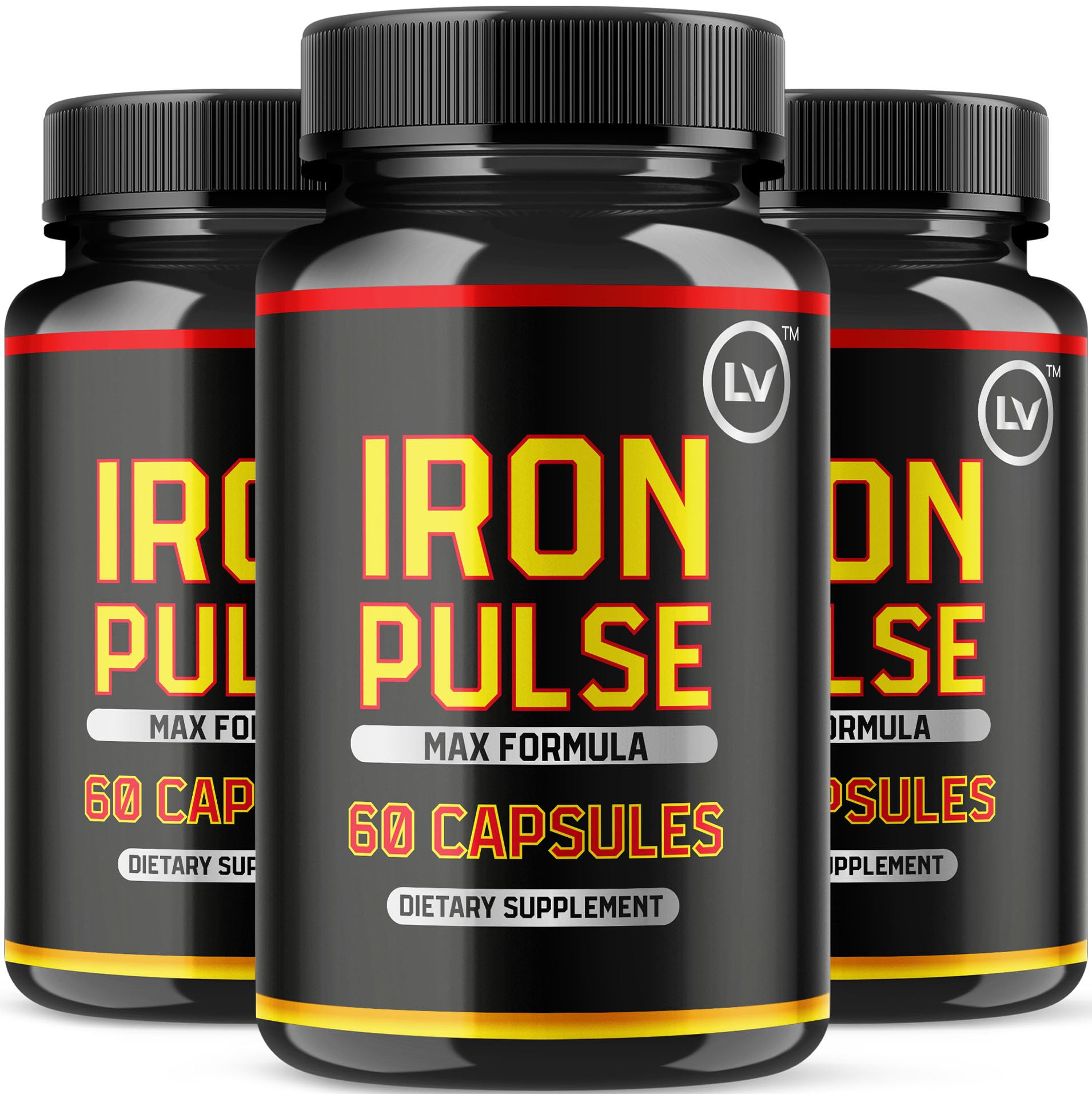LIVORKA IronPulse capsules front bottle view showing convenient daily iron support