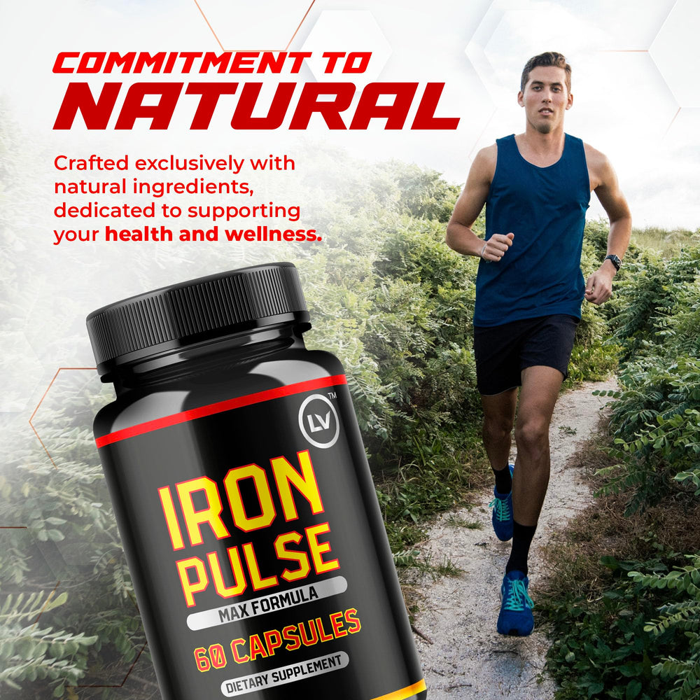 LIVORKA IronPulse Support Formula bottle angled for balanced daily intake