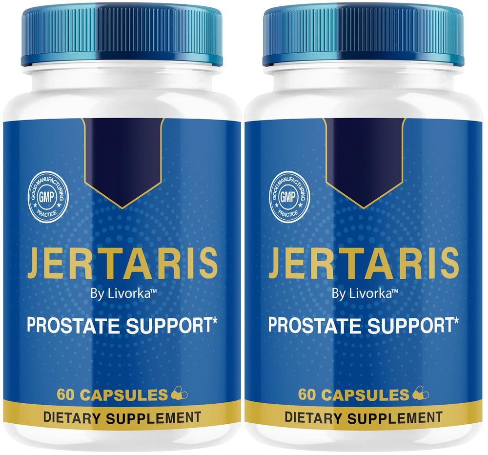 LIVORKA Jertaris bottle-front highlights premium prostate health support for daily wellness.