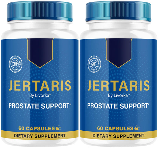 LIVORKA Jertaris bottle-front highlights premium prostate health support for daily wellness.