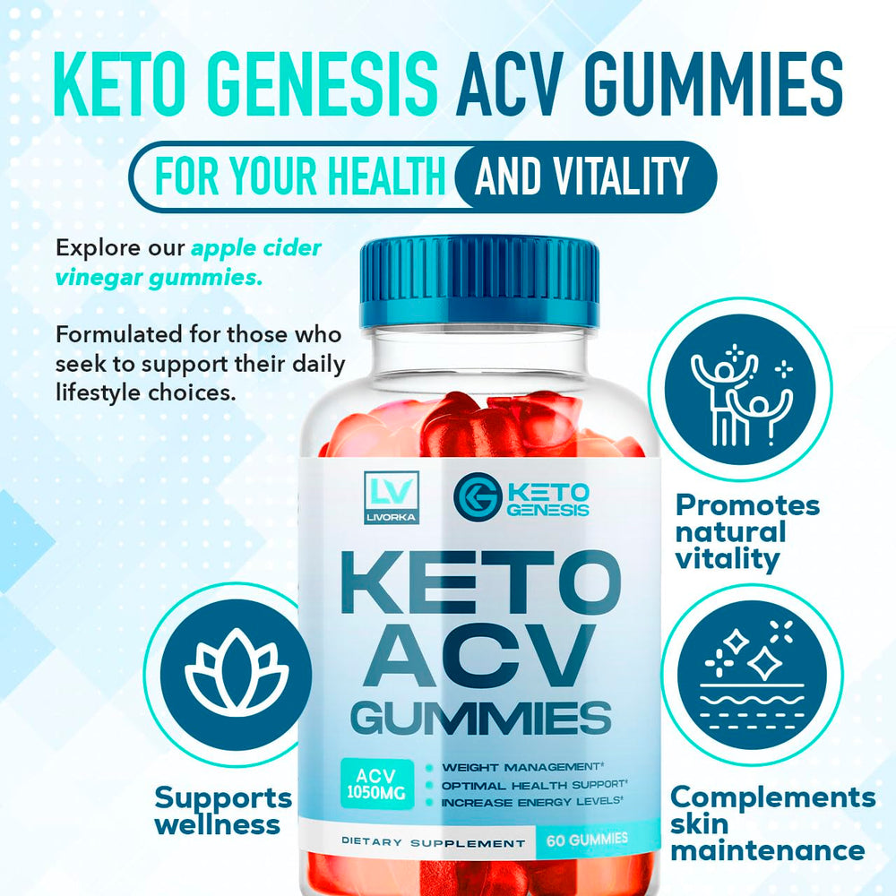 LIVORKA Keto Genesis ACV Gummies 3-pack back view showing nutrition facts and usage.