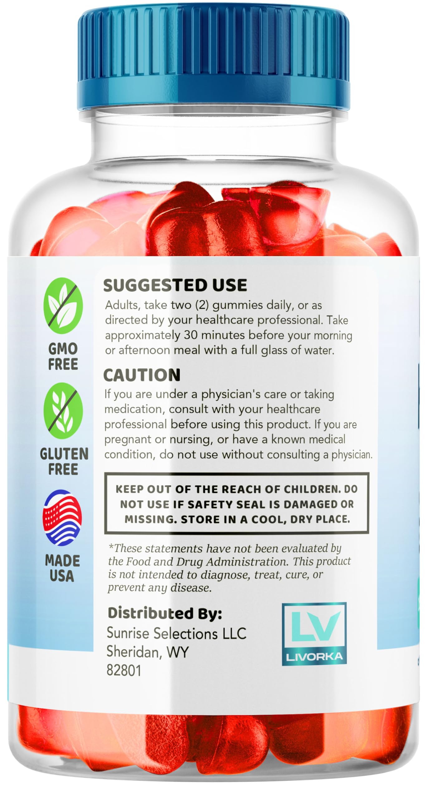 LIVORKA Keto Genesis ACV Gummies USA manufacturing badge on packaging.