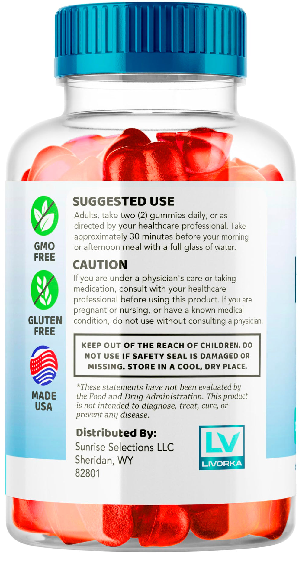 LIVORKA Keto Genesis ACV Gummies USA manufacturing badge on packaging.