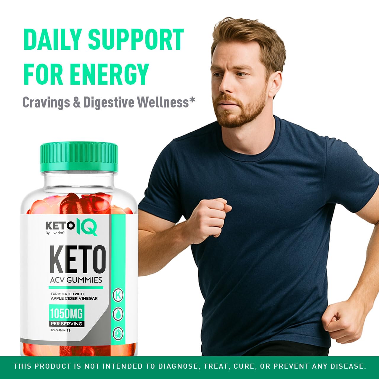 LIVORKA Keto IQ Gummies close-up texture emphasizes soft chew and tangy aroma