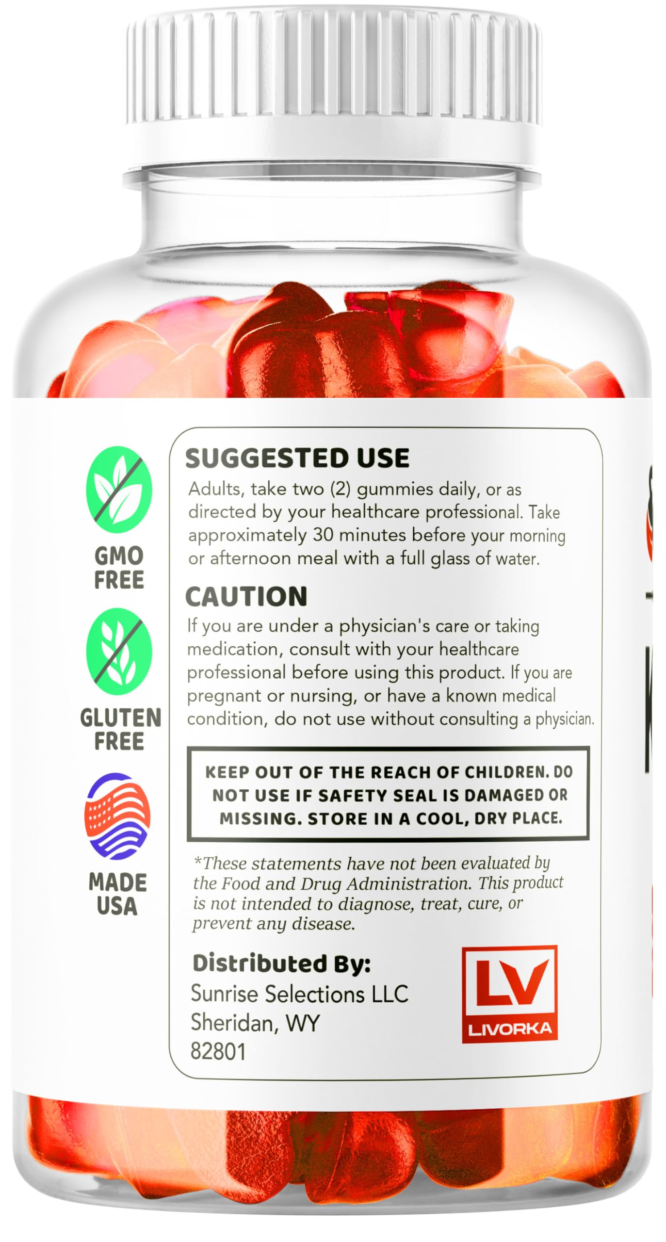LIVORKA Keto Lean ACV Gummies ingredients close-up featuring natural blend.