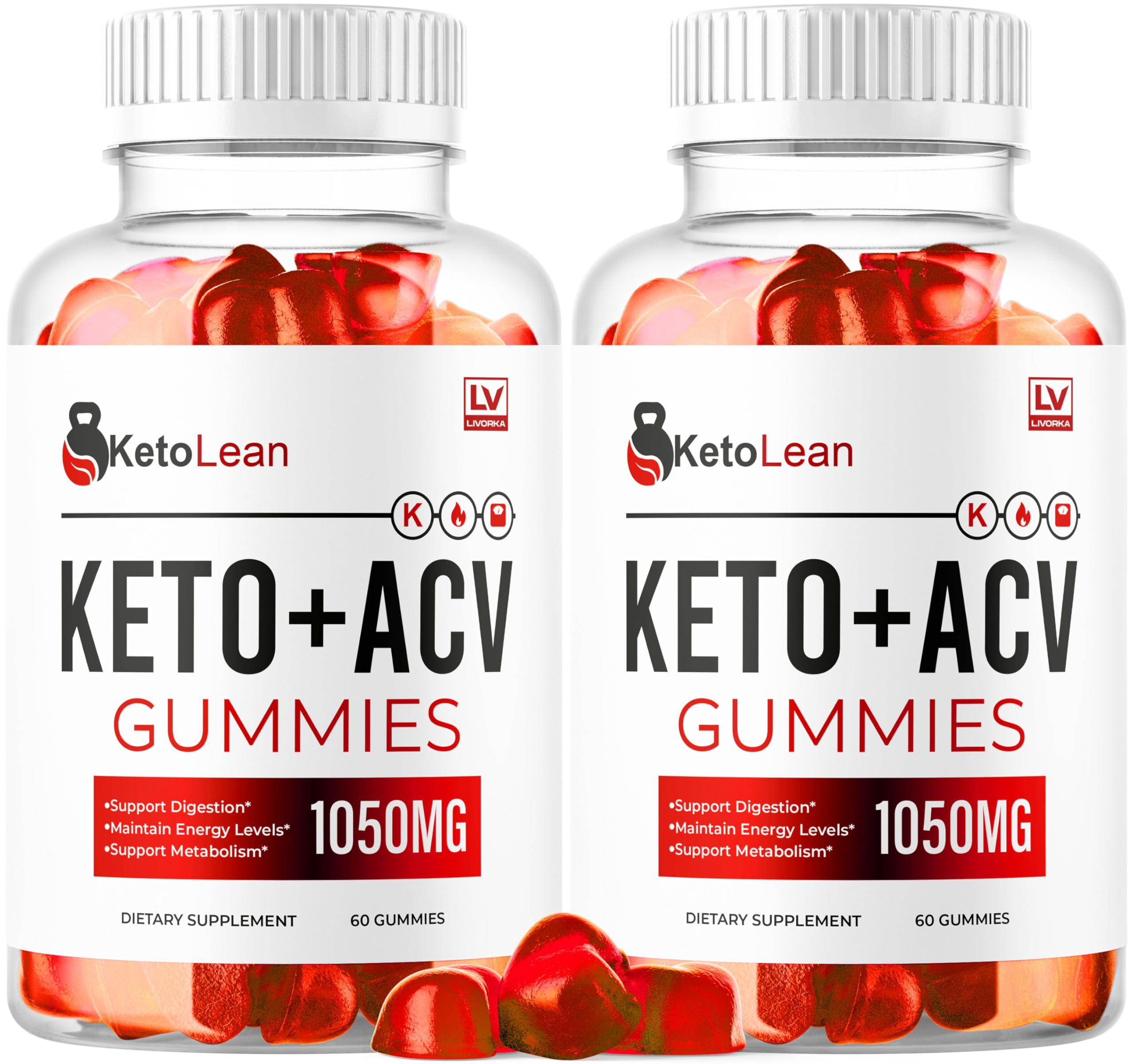 LIVORKA Keto Lean ACV Gummies bottle front view showing 120 gummies for daily use.