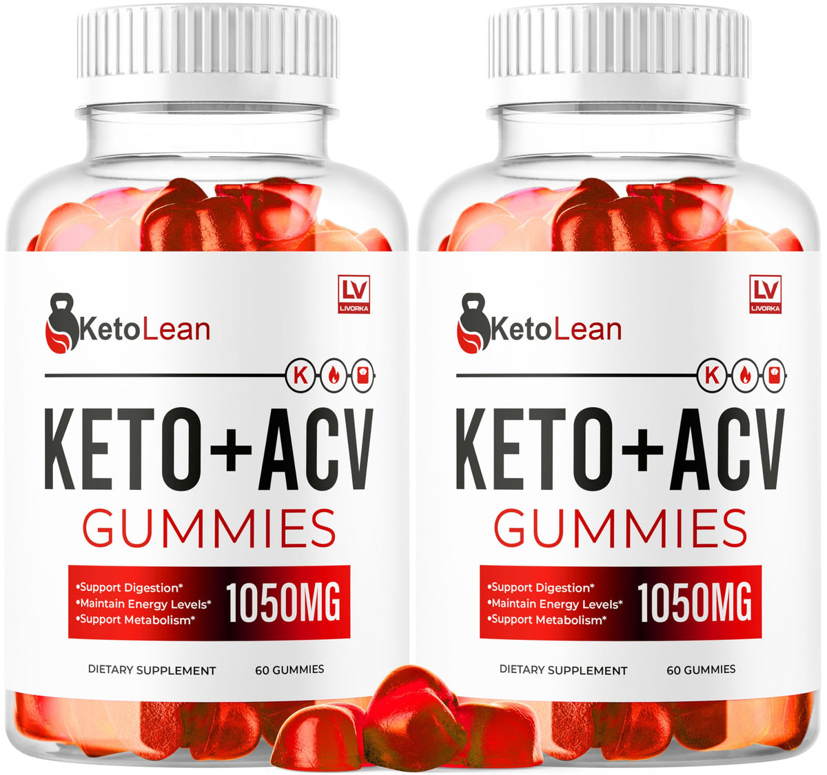 LIVORKA Keto Lean ACV Gummies bottle front view showing 120 gummies for daily use.