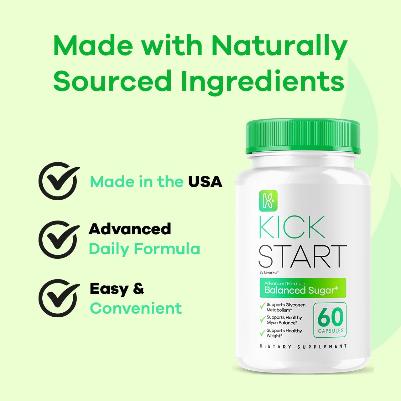 LIVORKA Kick Start bottle back displays usage guidance.