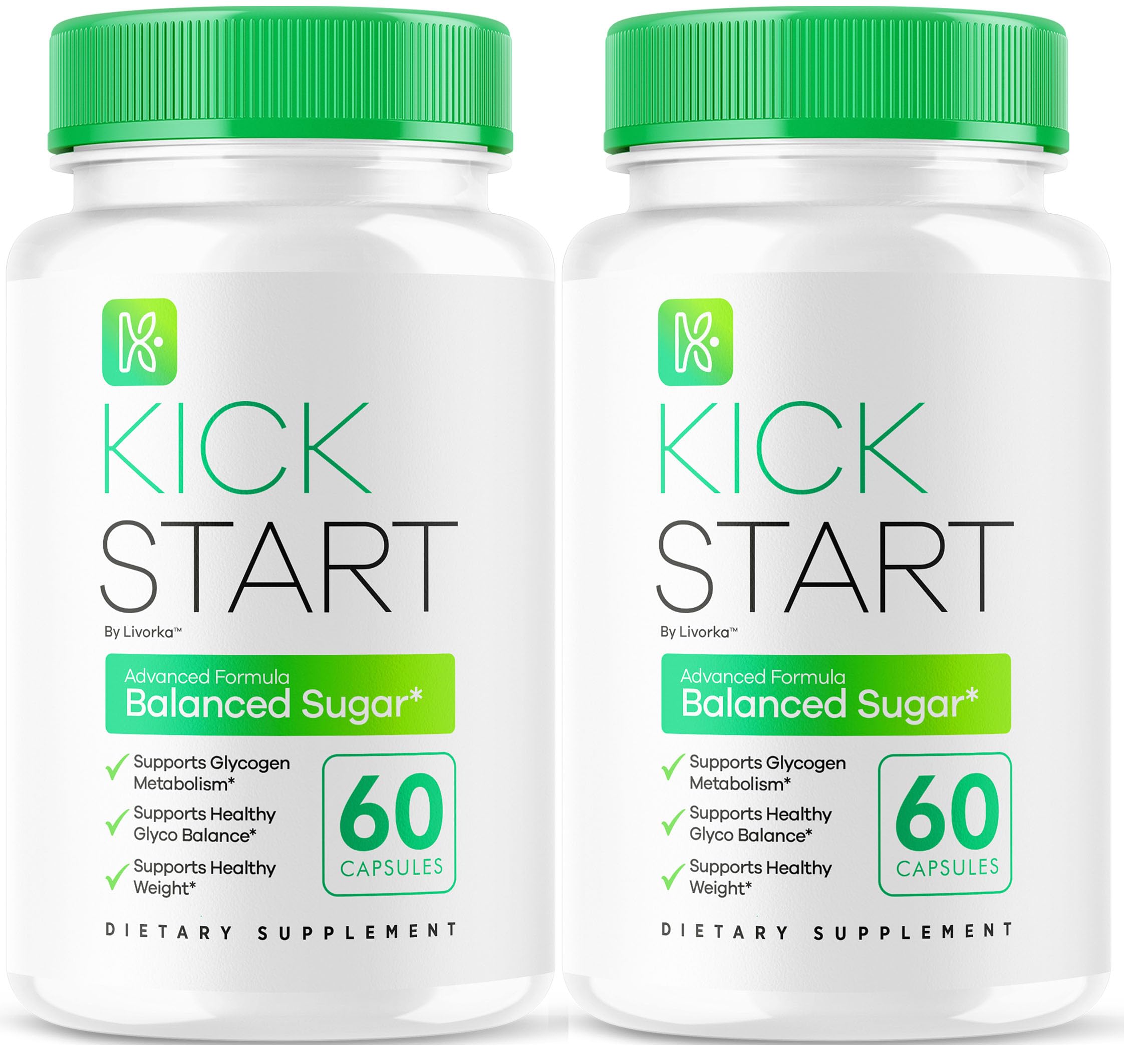 LIVORKA Kick Start Glyco Optimizer bottle front shows natural formula for daily use.