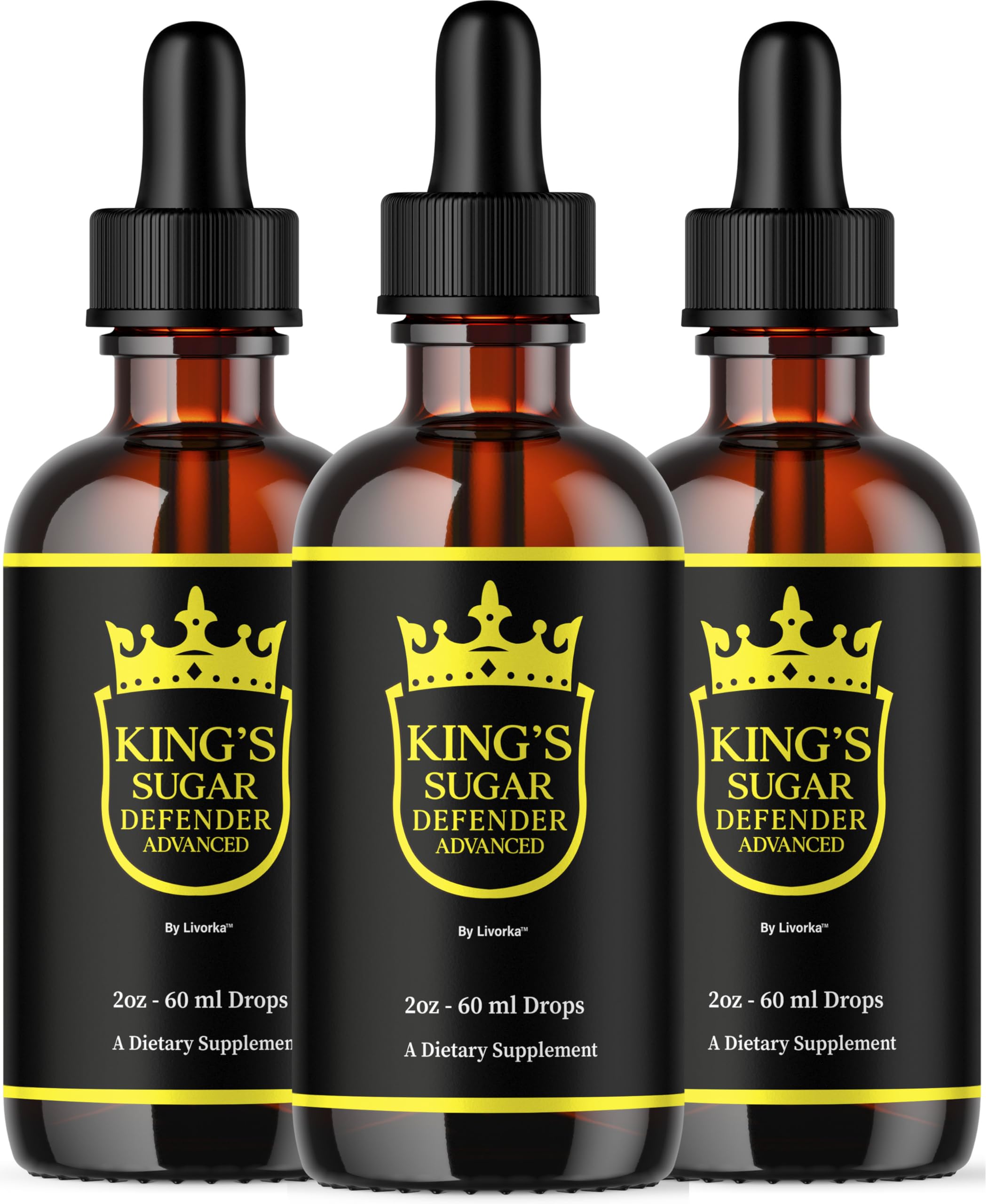LIVORKA Kings Sugar Defender Drops bottle front view shows advanced wellness formula