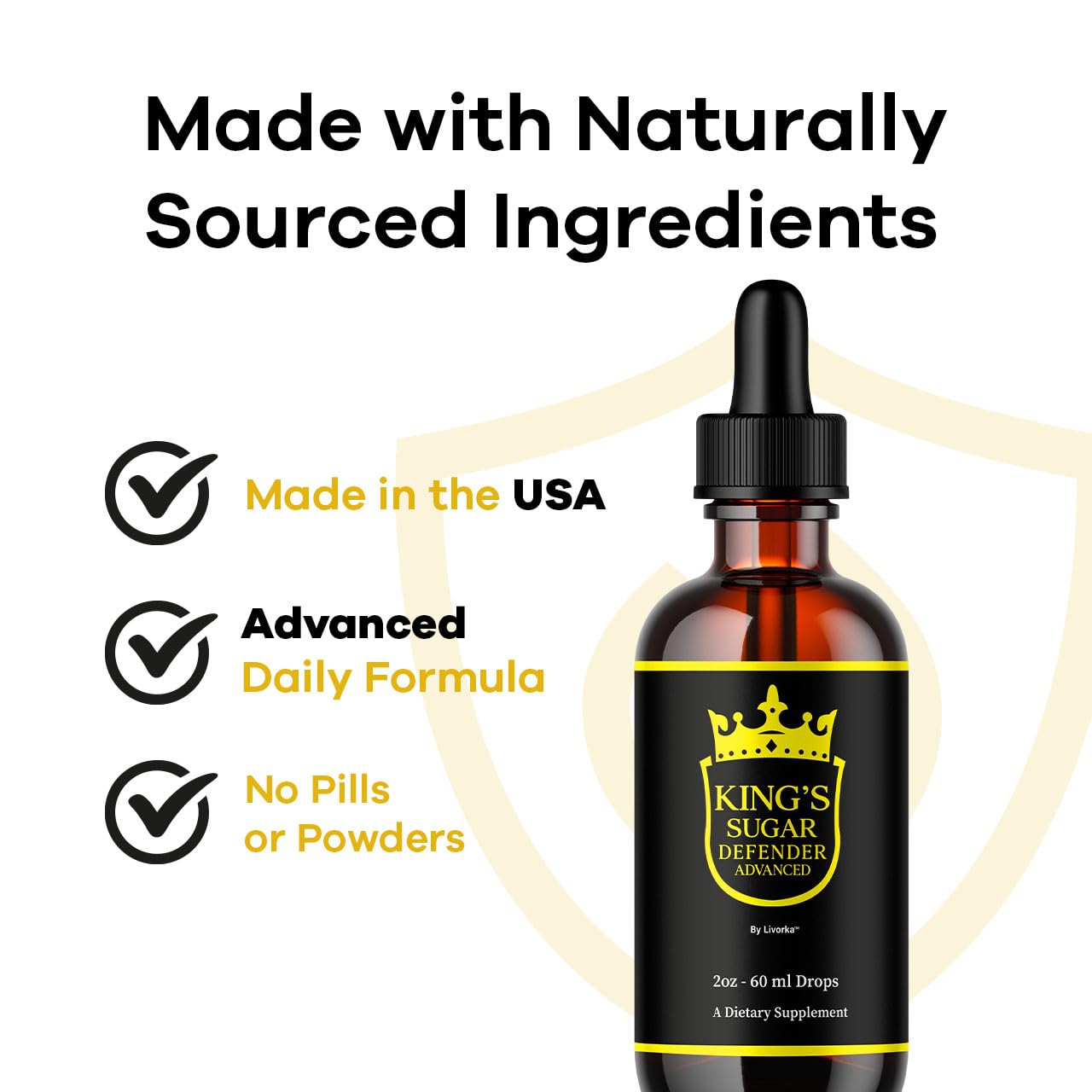 Pouring LIVORKA Kings Sugar Defender drops into a glass