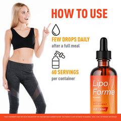 Livorka LipoForme Drops usage after meals demonstrates easy daily routine.