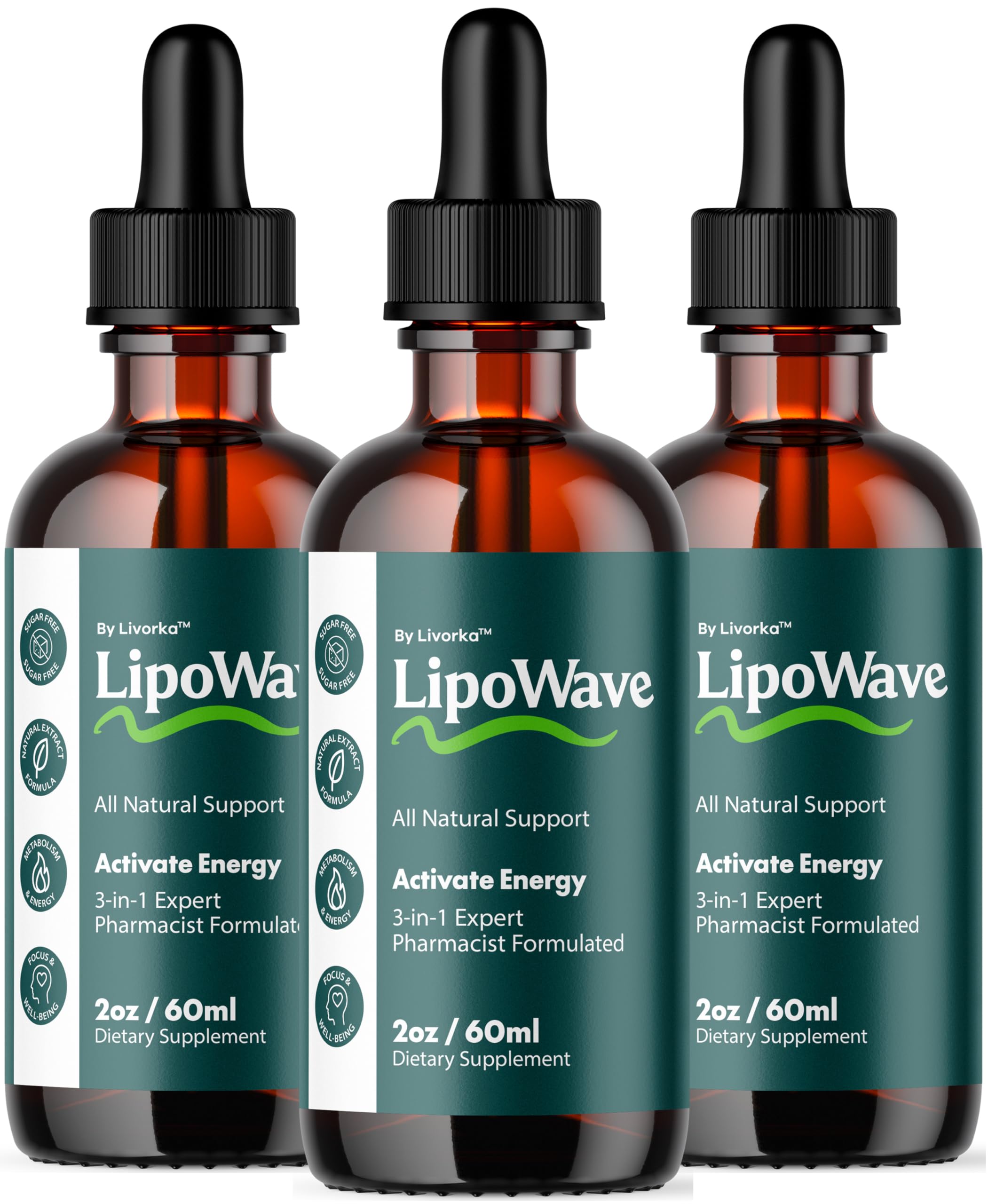 LIVORKA Lipowave Drops bottle front view for daily digestion support