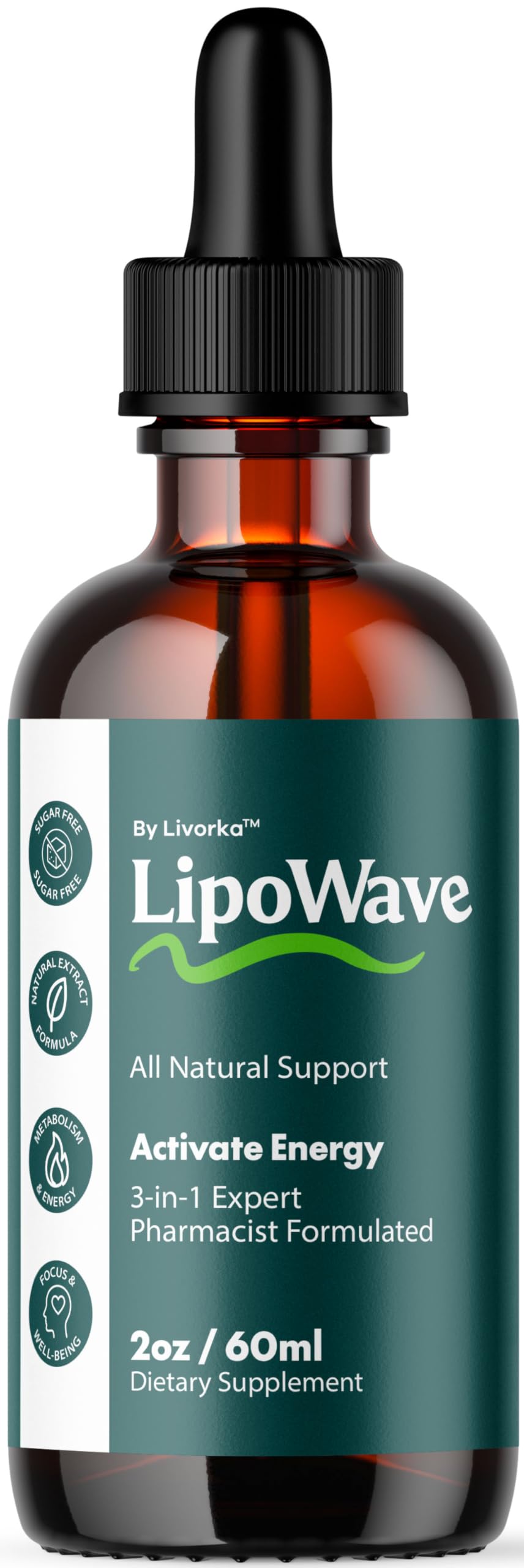 LIVORKA Lipowave Drops bottle front for daily wellness support.