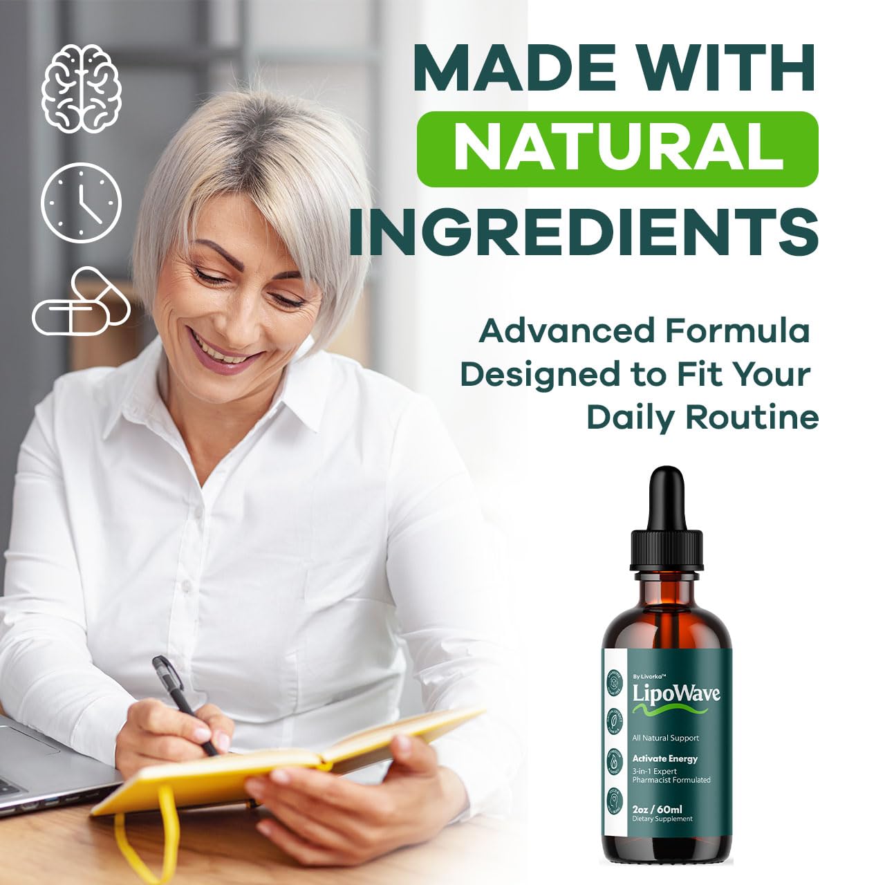 LIVORKA Lipowave Drops dispense action with dropper