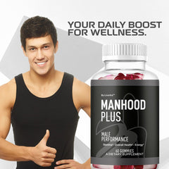 LIVORKA Manhood Plus gummies texture showcasing chewy consistency and color.