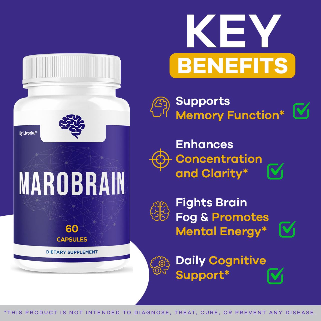 LIVORKA Marobrain capsules 2-pack on display for easy daily use.