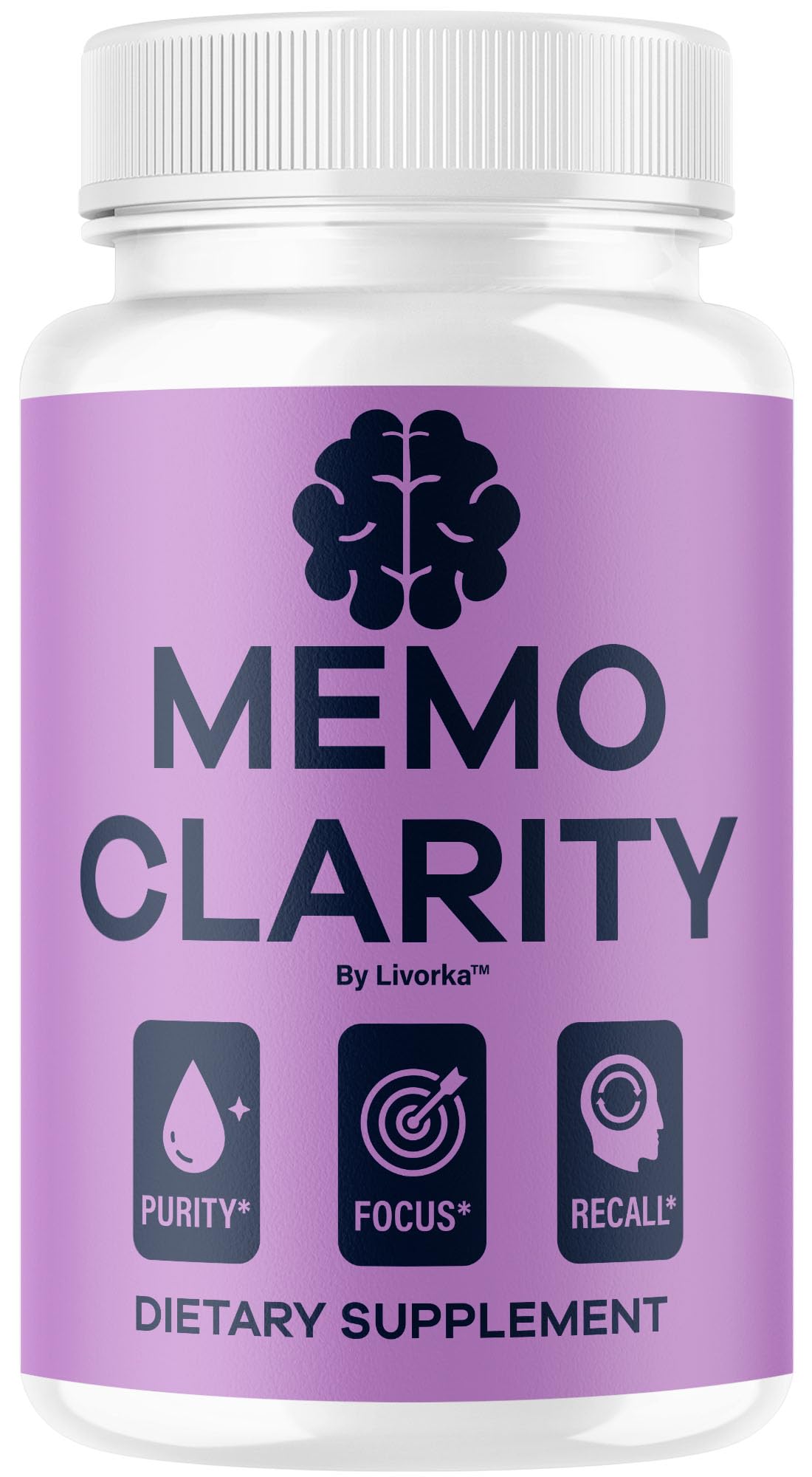 LIVORKA Memo Clarity bottle front view for daily focus support.