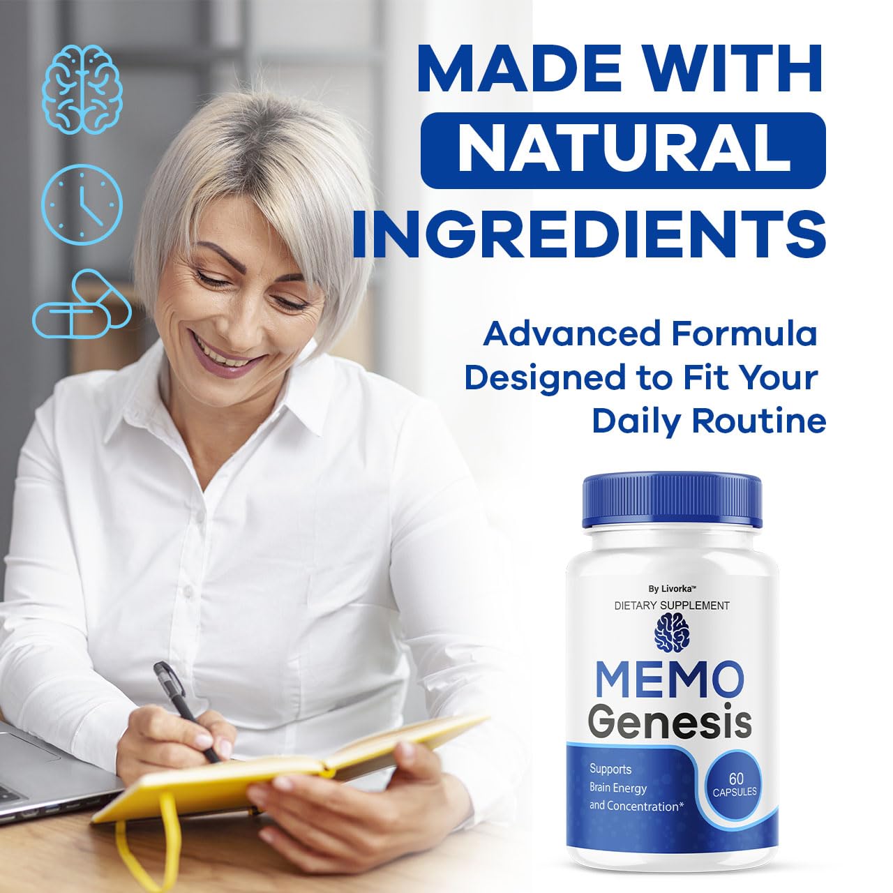 Memo Genesis capsules on a desk setup for focus and organization
