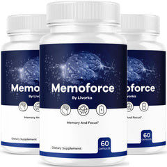 LIVORKA Memoforce 3-pack bottle front, convenient capsules for daily focus support.