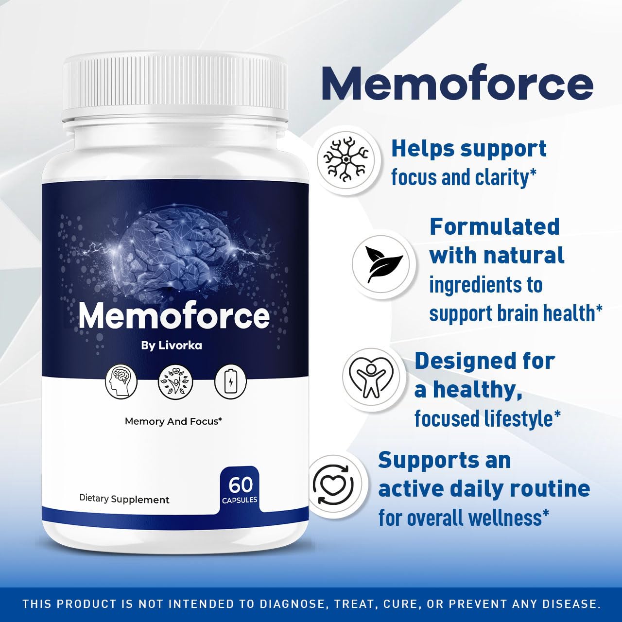 LIVORKA Memoforce 3-pack bottle top highlights premium capsule quality.