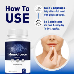 LIVORKA Memoforce pills close-up emphasizing convenient capsules for daily use and focus