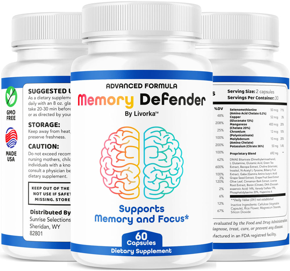 LIVORKA Memory Defender lifestyle shot paired with healthy routine visuals.