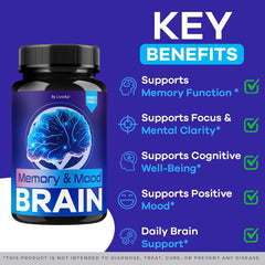 LIVORKA Memory Mood Brain label detail showing a simple daily supplement ritual.