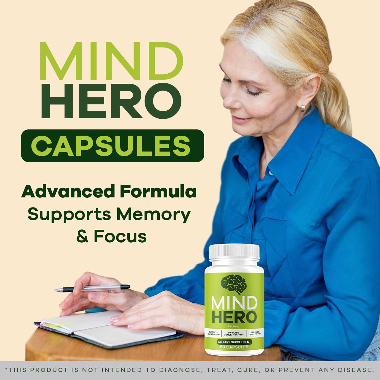 Close-up of LIVORKA Mind Hero capsules for easy daily use