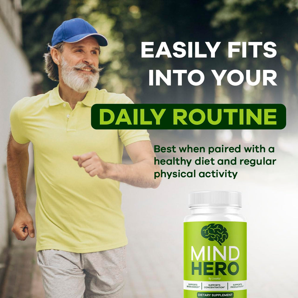 Two-capsule daily dose of LIVORKA Mind Hero for routine use