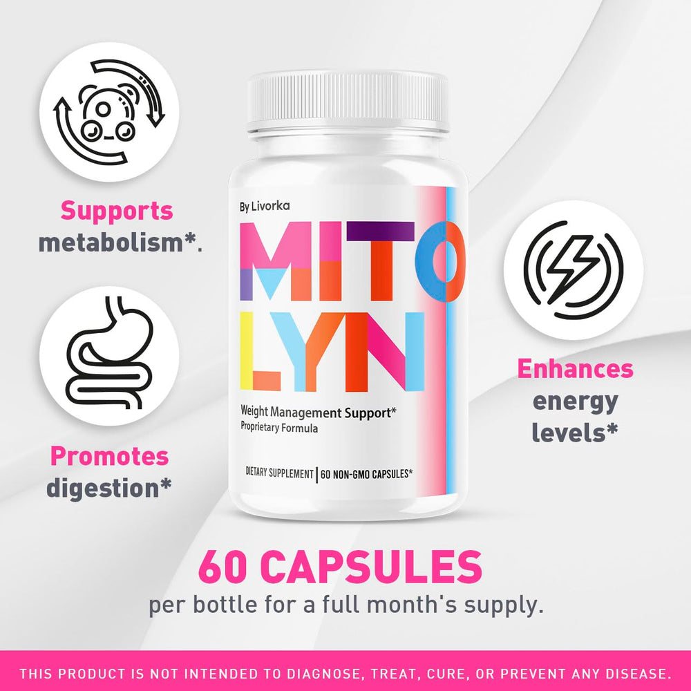 LIVORKA Mitolyn capsules close-up showing smooth, swallow-friendly tablets