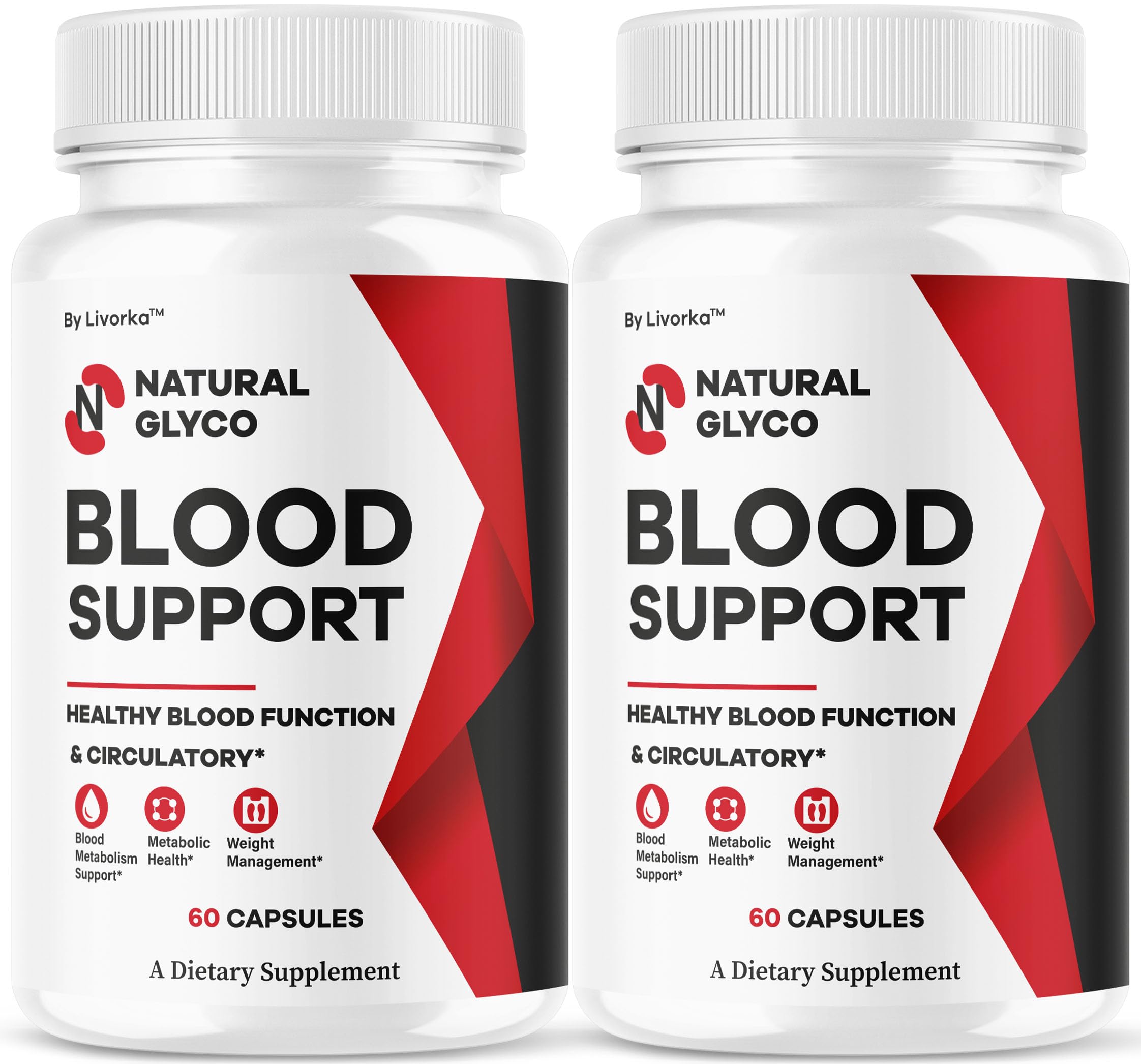 LIVORKA Natural Glyco support bottle front view showing the product name and capsules.