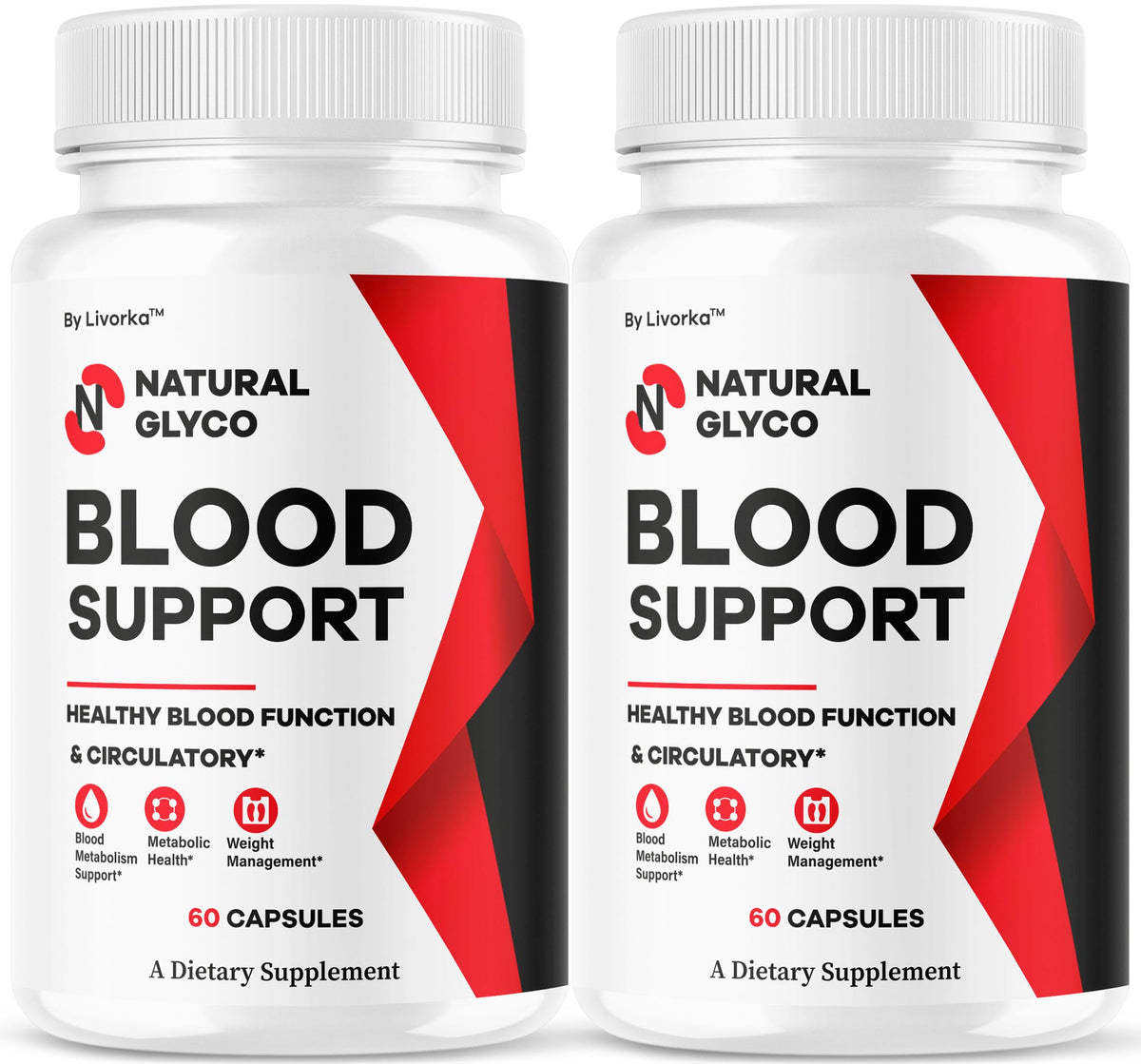 LIVORKA Natural Glyco support bottle front view showing the product name and capsules.