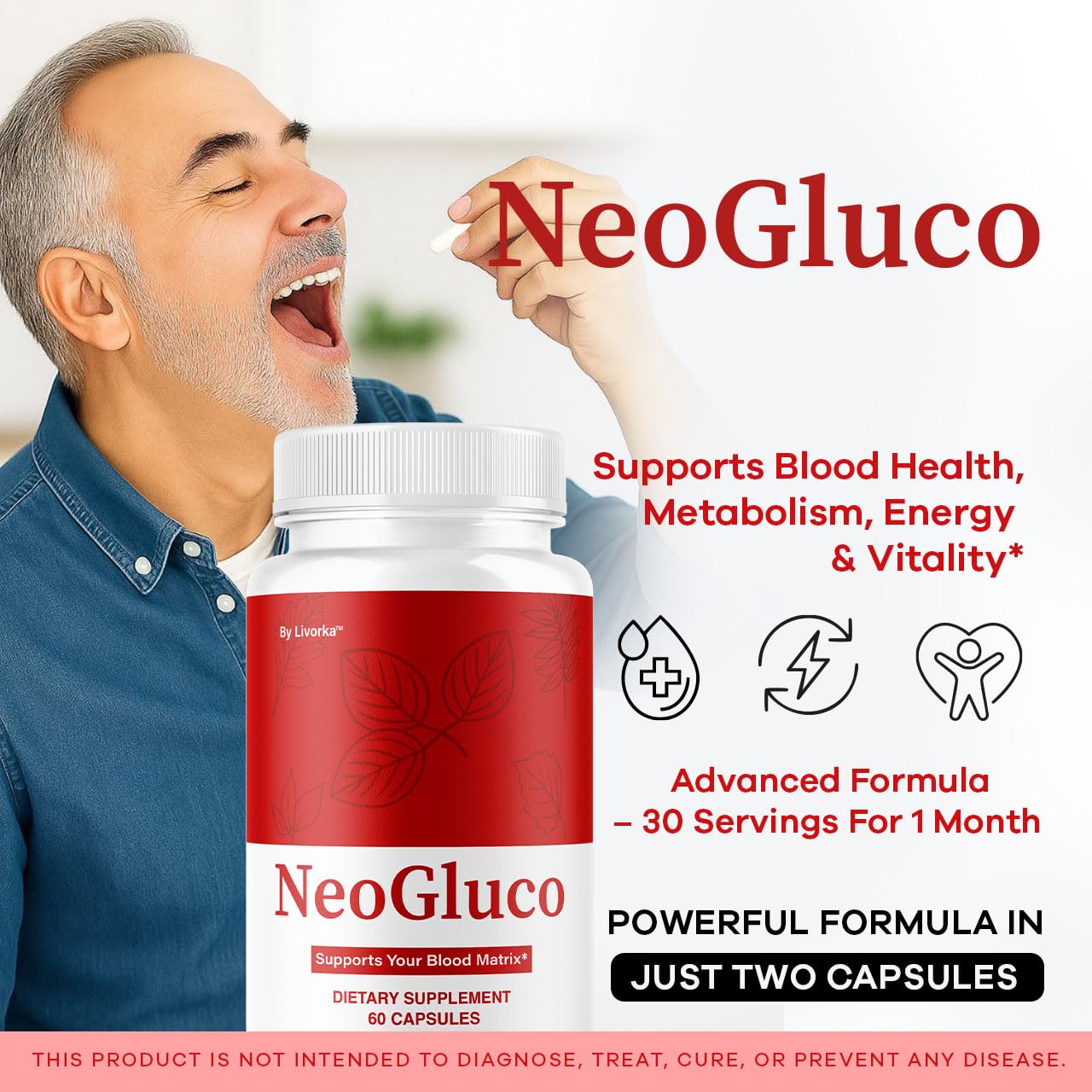 Two-pack box of LIVORKA NeoGluco highlighting convenient multi-pack option