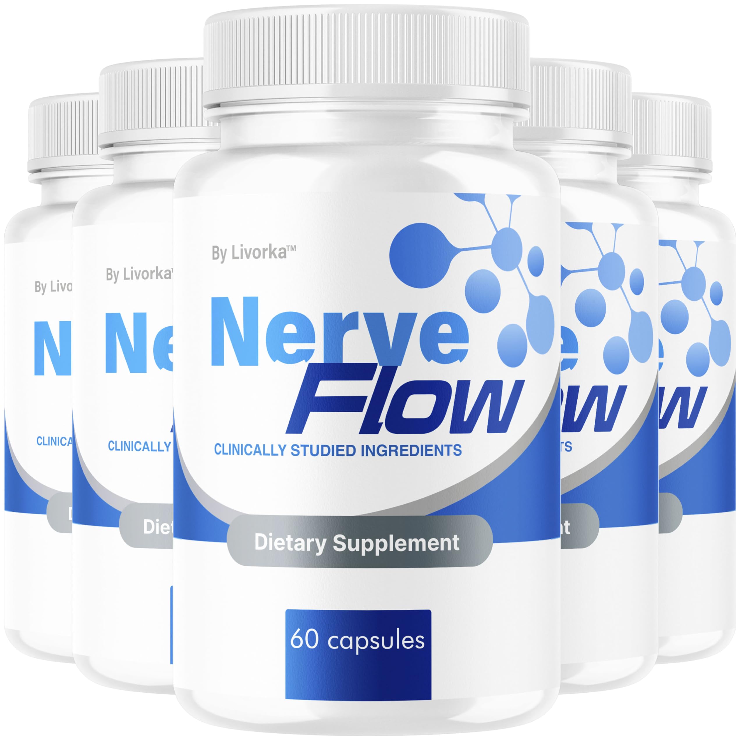 Livorka Nerve Flow bottle showing daily nerve support routine and vitality.
