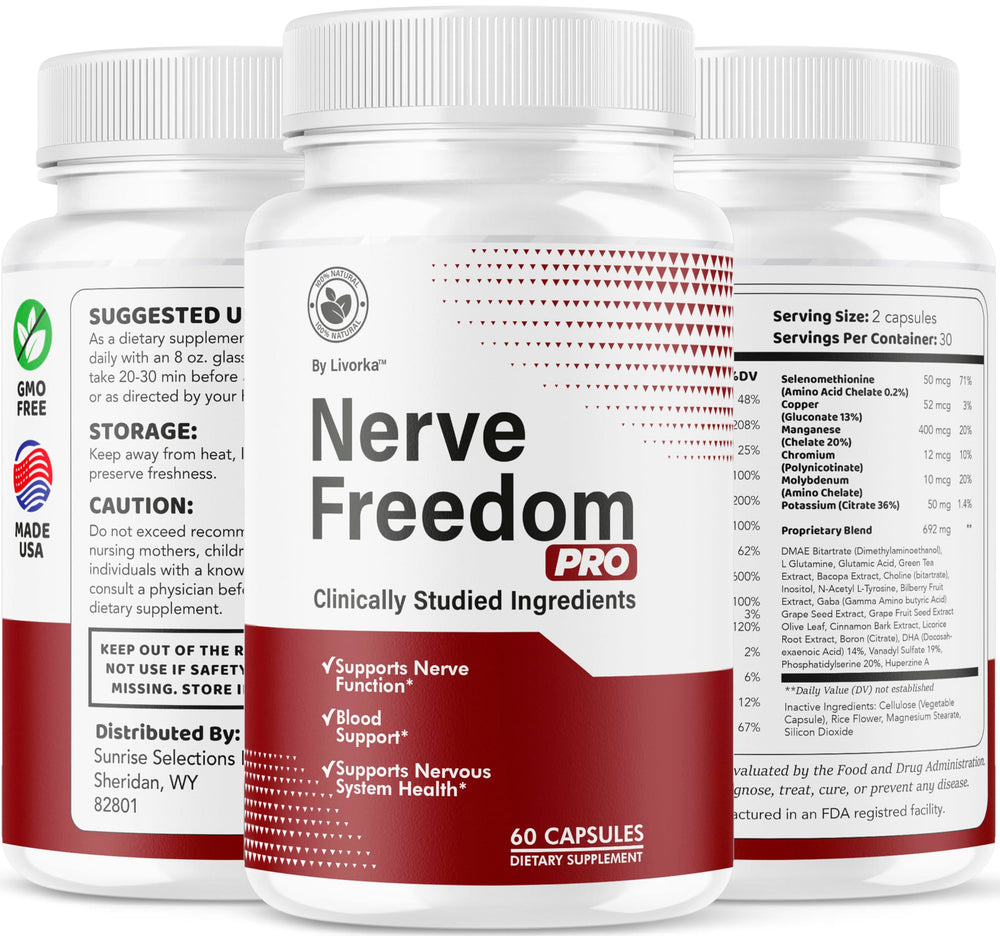 Sealed bottle of LIVORKA Nerve Freedom Pro indicates freshness.