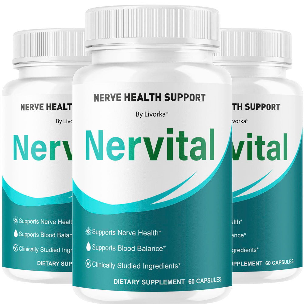 Livorka Nervital capsules front label, premium formula for daily nerve support.