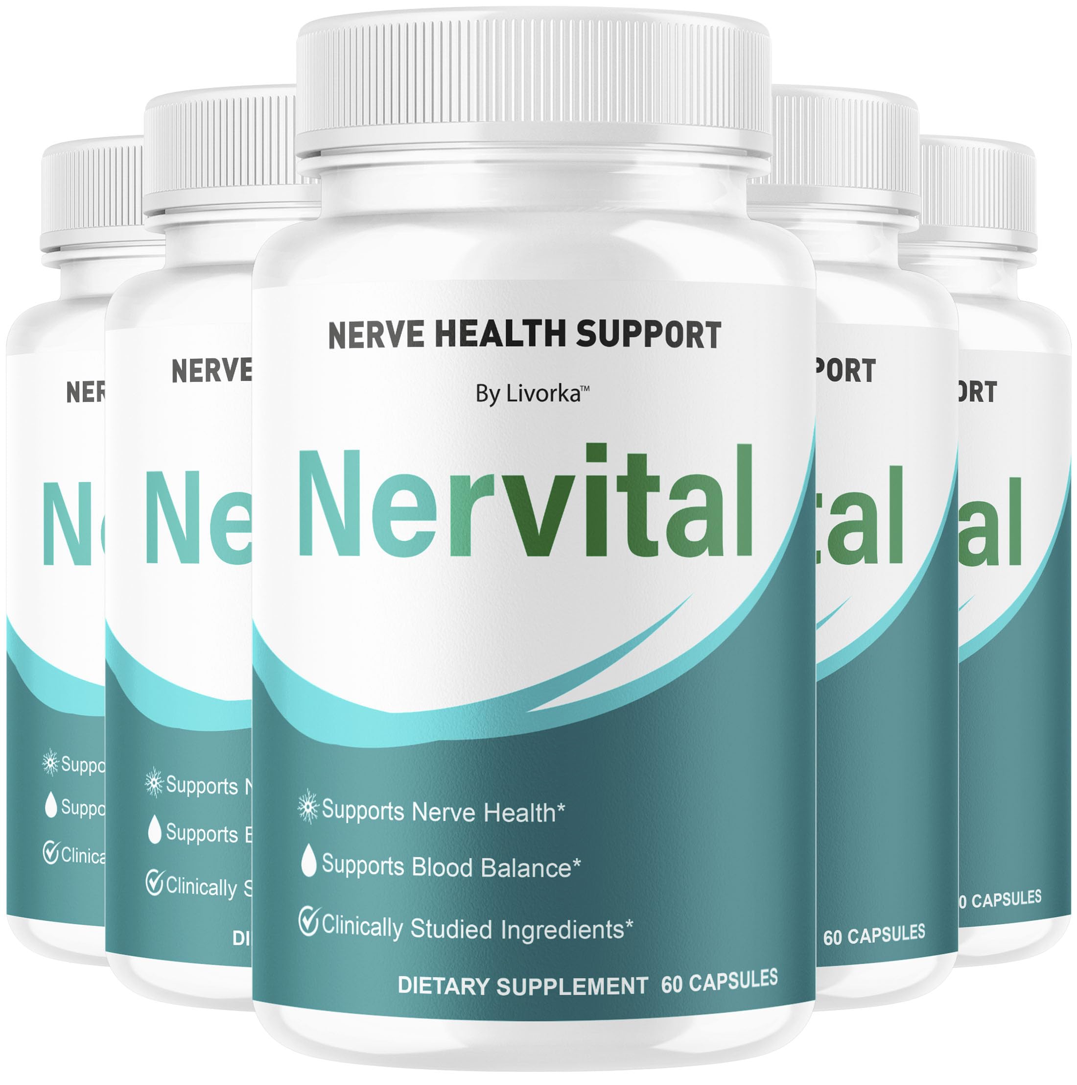 LIVORKA Nervital capsules front view highlighting daily nerve health support