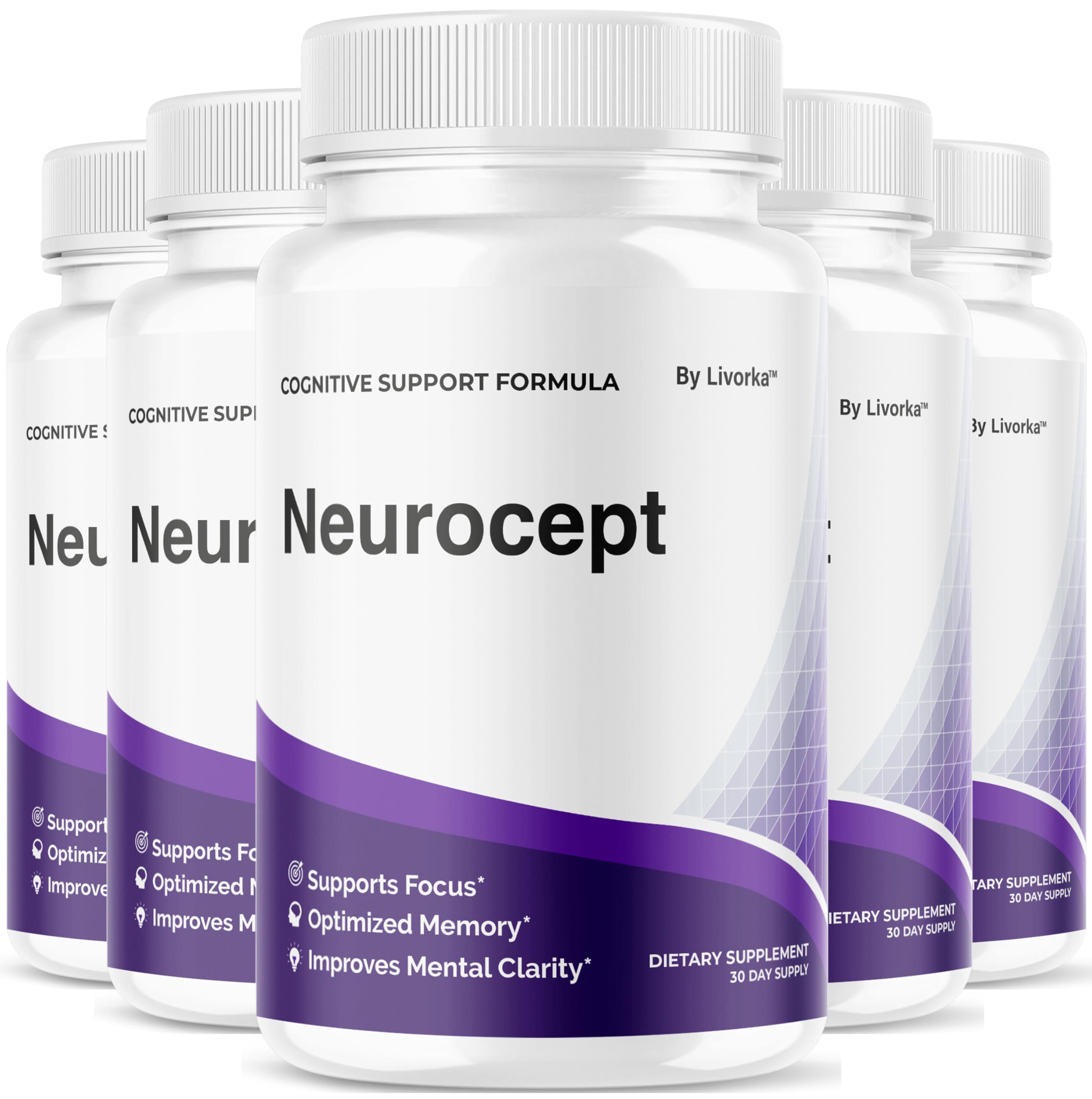 LIVORKA Neurocept bottle packshot highlighting daily brain support formula