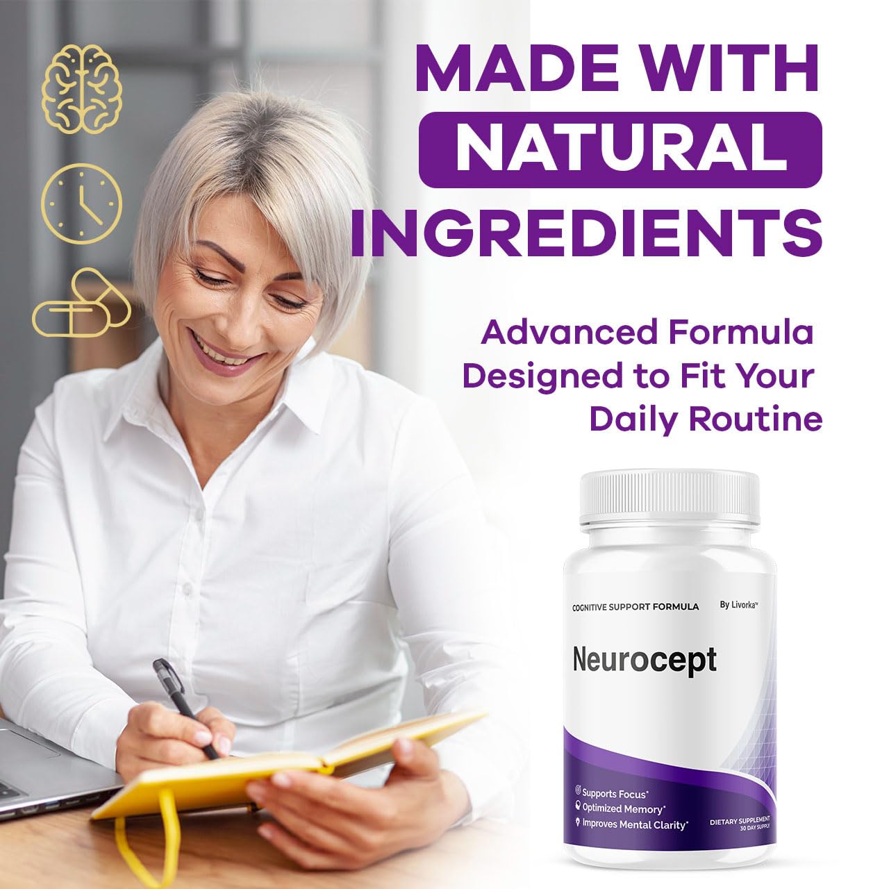 LIVORKA Neurocept three-pack packaging displayed on countertop